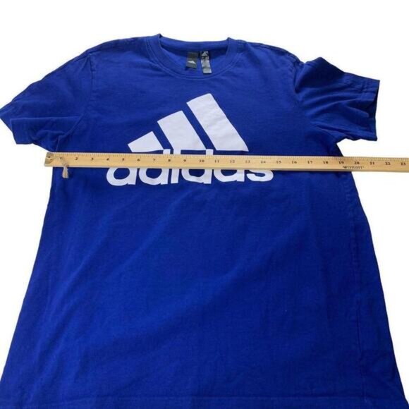 adidas Mens Sportswear Blue Short Sleeve White Logo T Shirt Size Medium​​​​​ - Picture 4 of 6